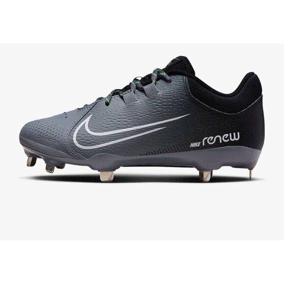 Nike Softball Cleats Women's Hyperdiamond 4 Pro Molded BLACK | WHITE | GRAY SZ 7 - Picture 5 of 6